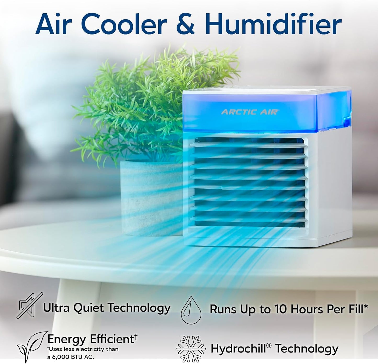 Arctic Air Pure Chill Deluxe Evaporative Air Cooler - Powerful, Quiet, Lightweight And Portable Space Cooler With Hydro-Chill Technology For Bedroom, Office, Living Room & More
