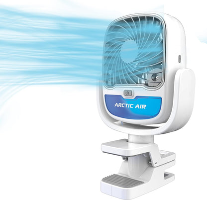 Arctic Air Grip Go Evaporative Cooler, Cordless & Portable Fan with 3 Speeds, Universal Clamp 360 Degrees Head Swivel, USB Charging, 5-Hour Battery, Personal for Home, Office, Car More, White